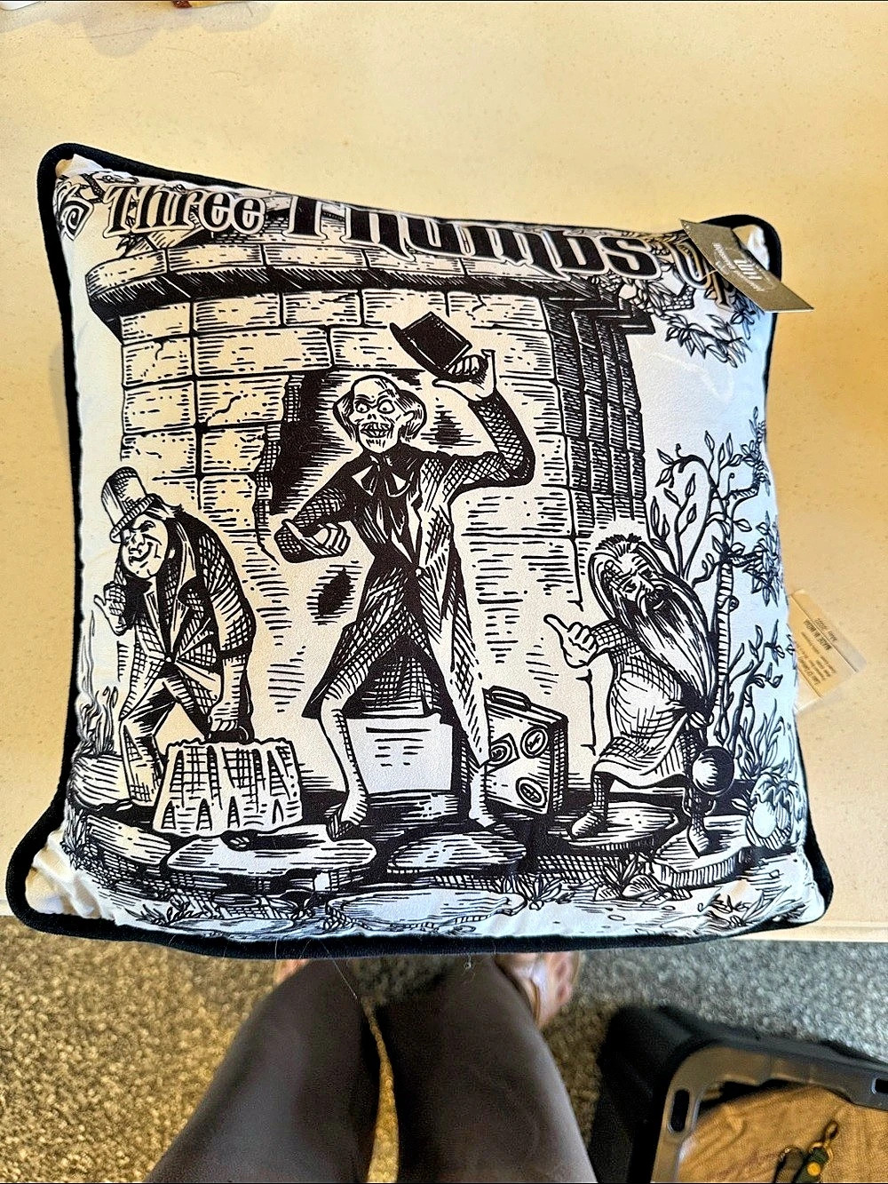 Disney Haunted Mansion Accent Pillow Black & White NWT